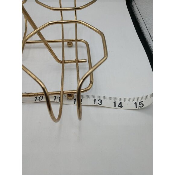Vintage MCM Gold Wire 8-Bottle Wine Rack With Spiral Handle - Picture 3 of 5